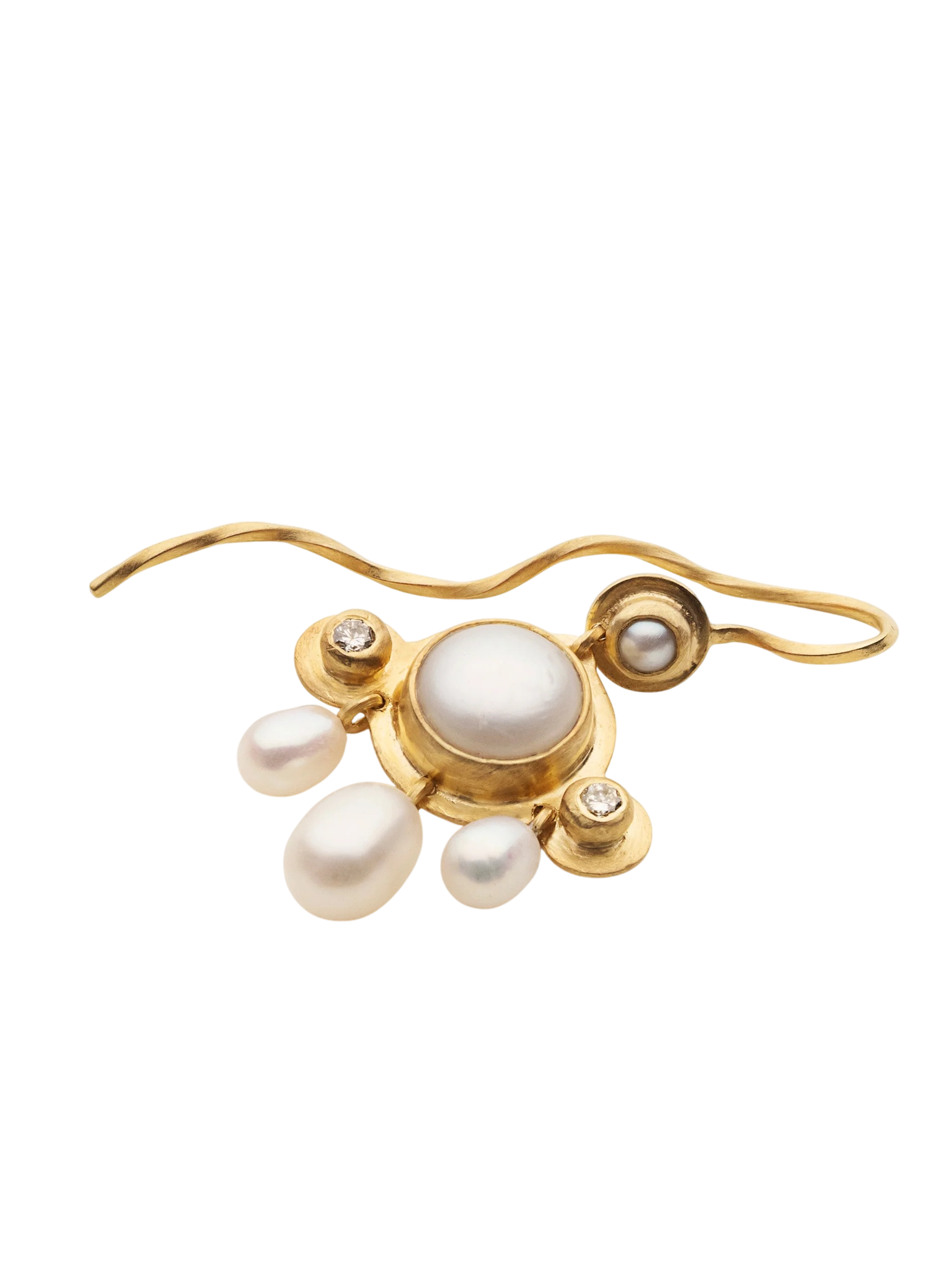 Five pearls with Diamond Earring